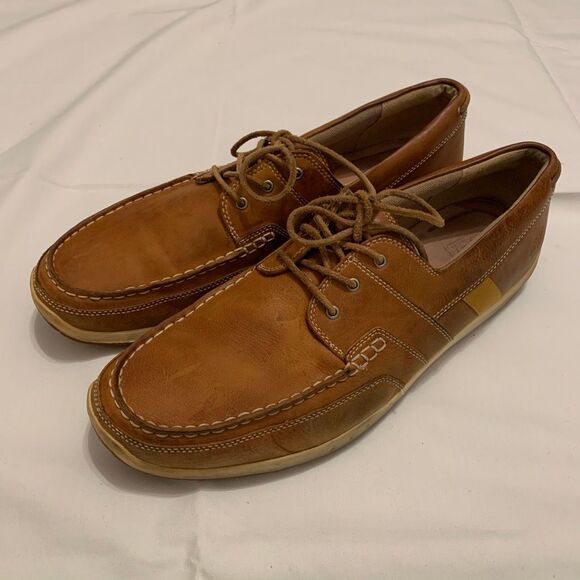 Timberland Sz 14 classic leather 3 Eye Lug loafers boat shoes brown main image 6